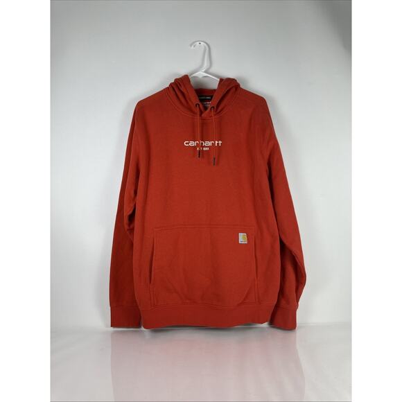 Carhartt Force Pullover Hoodie Red Mens Size Large Relaxed Fit - Picture 1 of 8